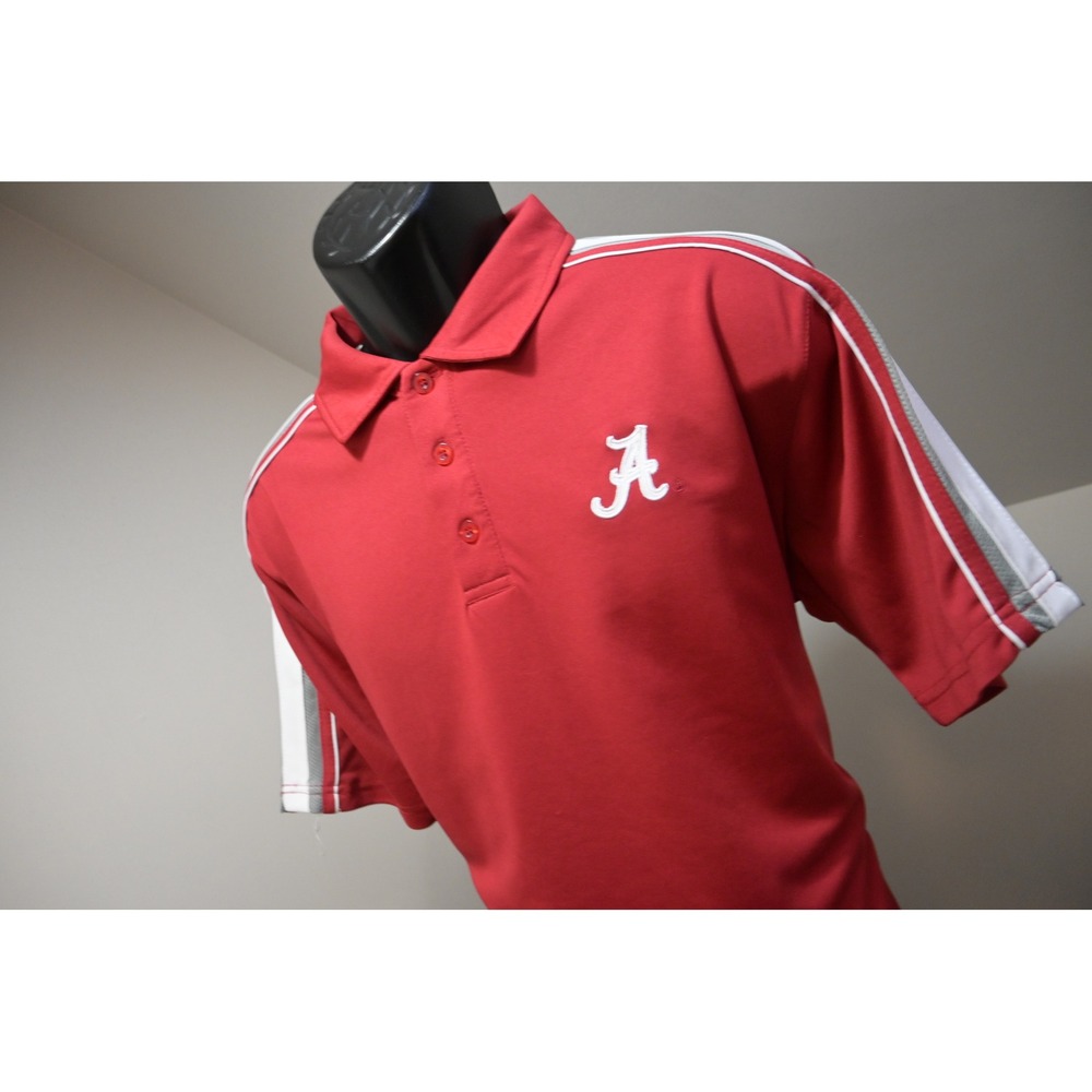 Chiliwear Alabama Crimson Tide Polo Mens Large Red Striped NCAA Shirt Excellent